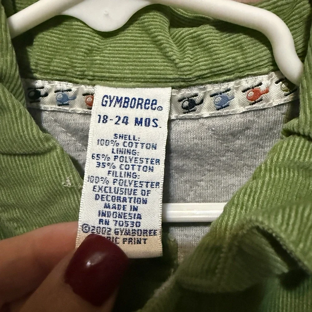 VTG Boys Gymboree Green Corduroy Jacket/Shacket Size 18-24 Months